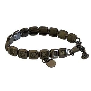 DYRBERG / KERN CRYSTAL BRACELET Dark Gray Link Silver Jewelry Designer